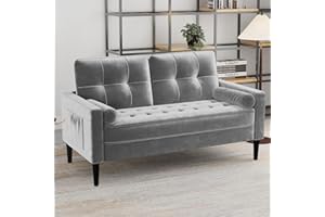 AOTUMM CIORT Divano 2 Posti, Divano Due Posti Con 2 Cuscini, Comodo Cuscino del Sedile, Divano in Tessuto Moderno, Divanetti per Soggiorno/Appartamento/Camera da Letto, Divano in Velluto (Grigio Chiaro)