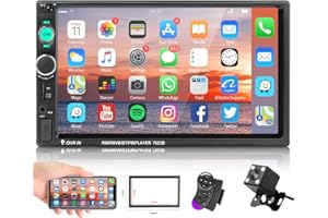 Hodozzy Radio samochodowe 2 DIN, Bluetooth, zestaw głośnomówiący, 7 cali, radio samochodowe z ekranem, odtwarzacz multimedialny, USB|AUX|FM|TF|SD|Mirror Link+kamera cofania