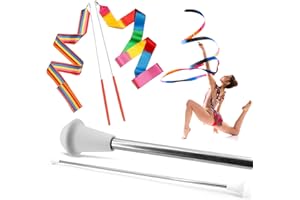SIRCLES 26 inch Twirling Marching Baton in Stainless Steel with Rubberized Ends Mini Shaft 3/8 with 2 Dancing Ribbons (26 Inch)