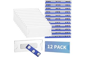 AZYVUM 12 Stück Namensschilder Magnet, Namensschilder Magnet 75 x 30mm, Name Plate für kleidung Ausweishalter für Kleidungs-ID-Halter mit 3-Punkt-Selbstklebemagneten