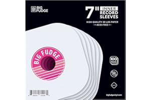 BIG FUDGE Vinyl Record Inner Sleeves - 7 inch x 100 Pcs - Heavyweight & Acid-Free Paper Album Covers - Anti Static Protective Sleeve for Your LP & Single Records