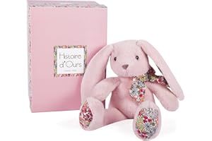 Histoire d'Ours - Peluche coniglio - Fidanzati abbracci - Scatola regalo - Rosa tenera - 25 cm - Idea regalo di nascita e compleanno per ragazza e ragazzo - HO3121