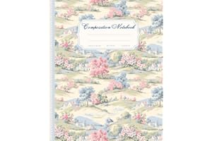 Floral Composition Notebook: Pretty Notebook for Women & Girls with Stylish Coquette Aesthetic and College Ruled Pages, Ideal for School or Work