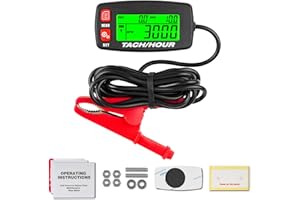 NInE-ROnG Selbstversorger Drehzahlmesser/Stundenzähler mit Krokodilklemme, Eingebaute Austauschbare Batterie, Einstellbare Hintergrundbeleuchtung, Wasserdichter