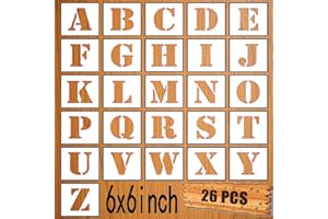 LYPER Juego de plantillas de letras de 15 x 15 cm, 26 unidades de plástico reutilizables, plantillas de aprendizaje para pintar paredes de madera, decoración del hogar, manualidades, nombre familiar