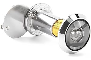 QAUM Door Viewer with Privacy Cover 14mm Doors Peephole 220° Wide Angle Security Spy Peep Hole for Home Office Hotel, Polished Chrome, Doors Thickness 35-50mm, Easy Installation