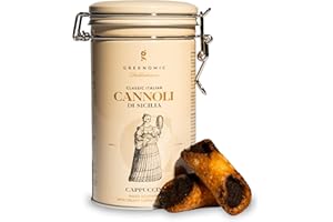 ‎GREENOMIC Greenomic - Cannoli-Siciliani - 200g - ideal als Geschenk - gefüllt mit zarter Cappuccino-Cremefüllung - einzeln verpackt in charmanter Geschenkdose - italienisch-sizilianisches-Gebäck