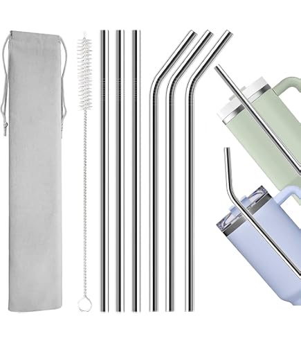 Edelstahl Strohhalme Set – 4 Stück à 31 Cm, Mit Reinigungsbürste, Spülmaschinenfest, Für Tumbler & Cups