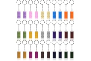 UTMACH 30 Piezas Llaveros de Ladrillos, Llaveros de Bloque de Construcción Brick Keyrings Llaveros de Construcción Conjunto para Colgar Llaves,Decoración Regalos,Regalos De Cumpleaños(15 Colores)