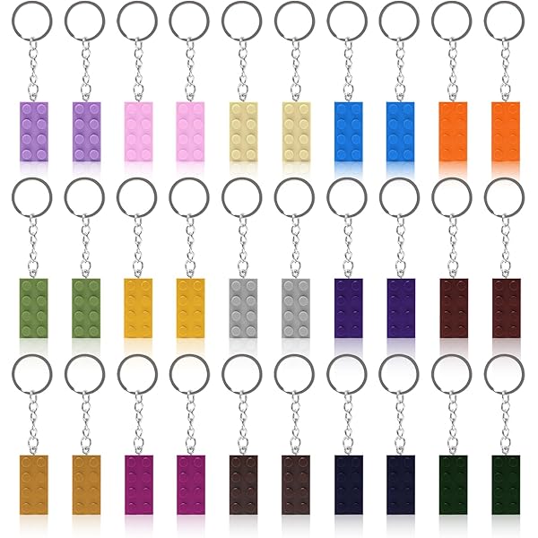 KJG Sleutelhanger, bouwstenen, 15 stuks, bouwstenen, sleutelhanger, sleutelhanger, zakhanger, bouwstenen voor sleutelhanger, verjaardag, jongens en meisjes
