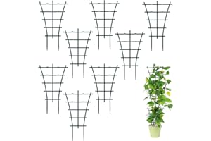 Gjinxi 8PCS Mini Indoor Plant Trellis, Green Coated Flower Pot Trellis for Climbing Plants Houseplants Vine Ivy, Flower Pots Supports