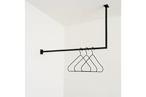 Homemetall Kleiderstange L-Form schwarz aus Metall - Garderobenstange L-Form 50 kg Traglast - Kleiderstange Ecke B60cm x H40cm - in Handarbeit hergestellt & pulverbeschichtet