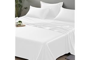 LINENWALAS 100% Organic Bamboo Only Flat Sheet Softest Cooling Luxury Bedding Flat Bed Sheet Perfect for Hair and Skin (King/White)