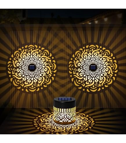 Solar-Powered Mandala Projector Light – IP65 Waterproof, Warm LED For Fence, Patio, Garden, 3-Foot Shadow Pattern