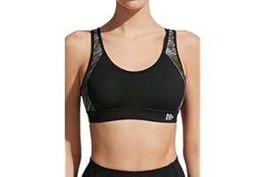 Yvette Soutien Gorge de Sport Femme Dos Croisé Maintien Élevé Grande Taille Brassière sans Armature avec Coussinets Course Tennis Fitness