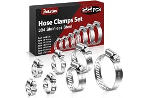 Bolatus slangklämmor set 6–51 mm, 22 st. slangklämma rostfritt stål 304 justerbara skruvklämmor, 7 storlekar rörklämmor sortiment för poolslang, hus gasrör, trädgårdsslang