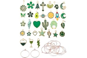 TPZORJX Identificación para copas de vino - 30pcs marcadores de bebidas para copas de cóctel, champán, regalos de fiesta de despedida de soltera, Encantos de copa de vino de temática verde