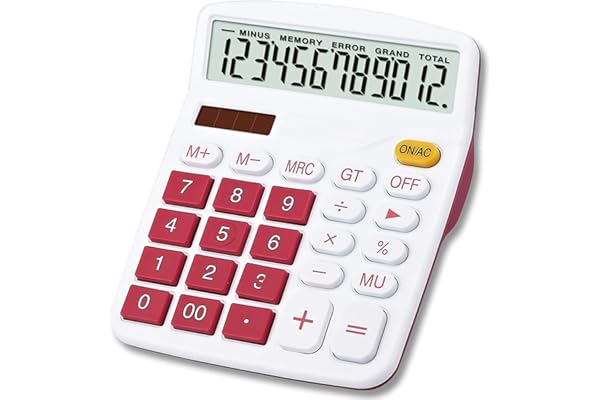 Mengshen Calculatrice de Bureau Batterie solaire Double Alimentation, 12 Chiffres Grand LCD écran Calculette financière dédiée Professionnelle de Fonction Standard pour Le Bureau/la Maison/l'école