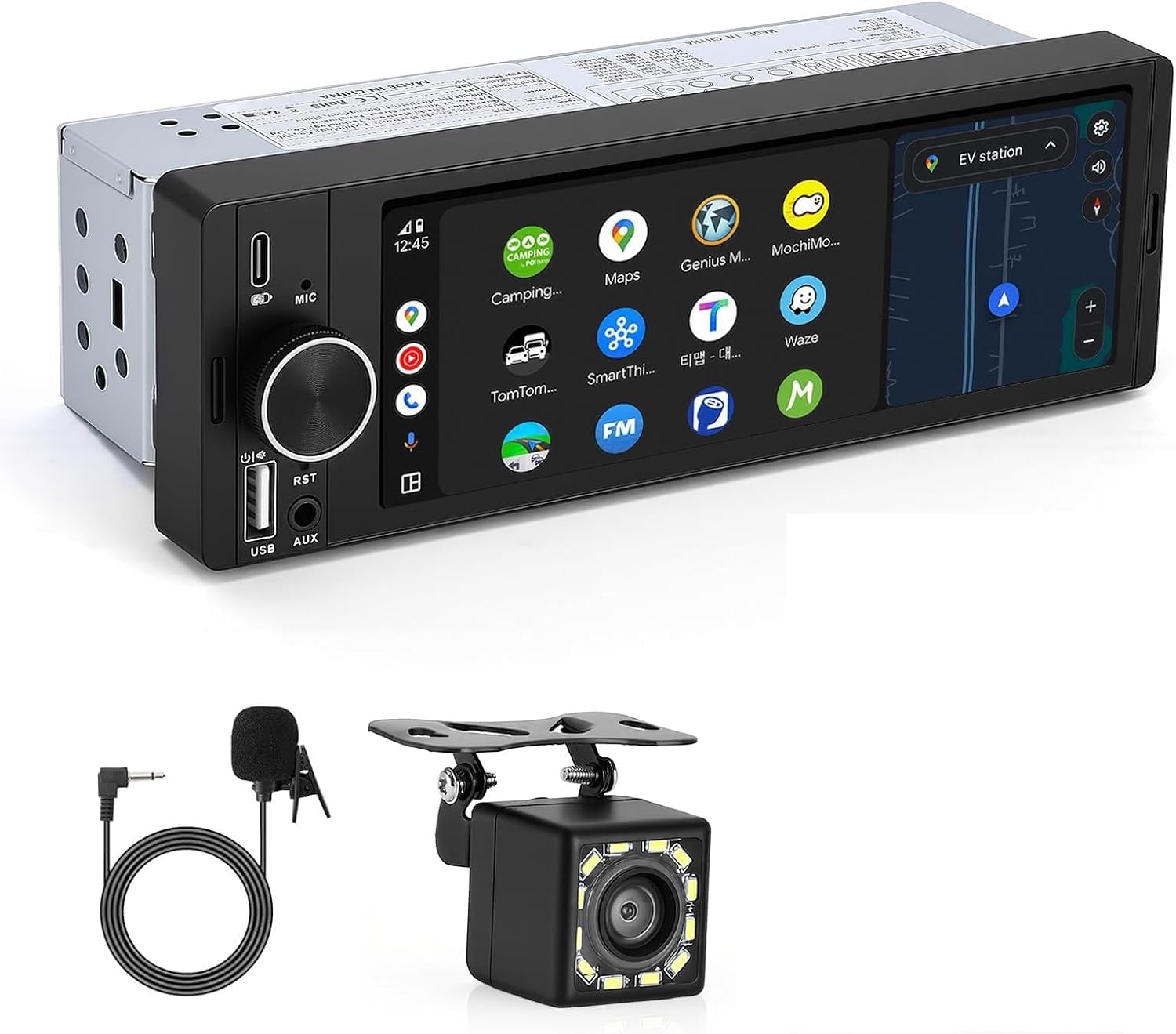 6.3" Single DIN Touchscreen Car Radio with Wireless CarPlay & Android Auto, Backup Camera, Mirror Link, Hands-Free Calling, FM Radio, Steering Wheel Control & Voice Command