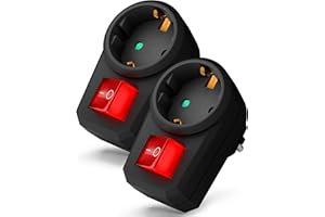 feletec schaltbare Steckdose mit Schalter, Steckdosenschalter 2-polig, Schaltsteckdose mit Kindersicherung, 2 Stück