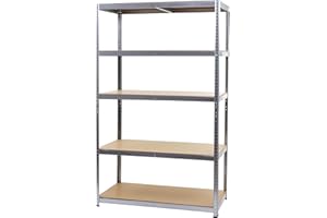 MENDLER Scaffale Officina Ufficio Garage HWC-E33 XL Metallo MDF 5X Ripiani Colore zincato