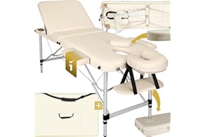 TecTake® - Mesa de Masaje Plegable Profesional con 3 Zonas de Aluminio cosmético, Cama de Masaje, Mesa estética, Tatuaje, portátil, con Reposo, Incluye Funda de Transporte