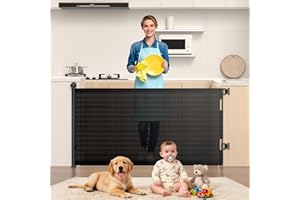 Nalezuns Extendable Door Safety Gate, Baby Stair Safety Gate, One-Handed Operation, Automatic Locking Design, Stair Safety Gate Extendable for Dogs Babies 0-180 cm (Black)