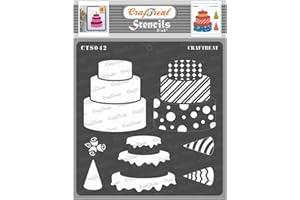 CrafTreat Cake Stencils for Crafts Reusable Vintage - 3 Tier Cake Stencil - Size: 6X6 Inches - DIY Craft Layering Stencils for Card Making - Layered Stencils for Painting on Concrete, Canvas, Fabric