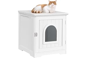 Yaheetech Arenero para Gatos Medianos Cajas de Arena para Gato con Puerta y Entrada Casa de Aseo para Mascota 48,5x51x51,5cm Blanco