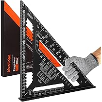 12 Inch Rafter Square Timmerman Liniaal, Driehoek Liniaal Driehoek Timmerman Timmerwerk Vierkant Aluminium met Zwarte Oxide Afwerking voor Houtbewerking Meten Layout Tool