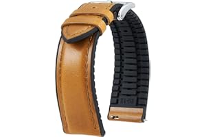 BINLUN Correas de Reloj de Cuero 14mm 16mm 18mm 19mm 20mm 21mm 22mm Correa de Reloj Piel de Liberación Rápida Cera de Aceite Cuero y Silicona Híbrido Correa de Repuesto para Hombres Mujeres 6 Colores