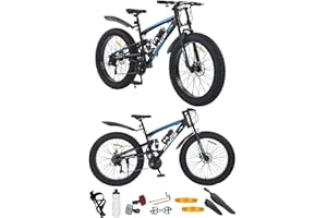 GENERIC 24", 26 Inch Mountain Bike, Adult Bicycle, Teenager Bike, All Terrain Sport’s Cycle, Unisex MTB, Men & Women’s Bike, Dual Suspension, 21 Speed, Double Disc Brakes, New
