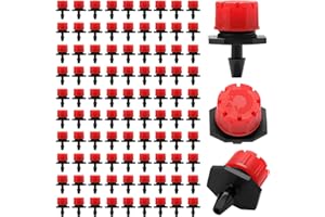 90 Pièces Goutteur Irrigation Réglable, VooGenzek Goutte à Goutte Dripper Micro en Plastique pour Egouttement, Tête de Gicleurs D'irrigation pour Parterres de Fleurs, Jardins, Pelouse à Plante, Rouge