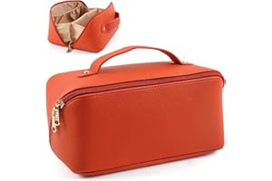 MAMUNU Große Kapazität Kosmetiktasche, Tragbare Reise Kosmetiktasche Damen Groß, Make-up Tasche Organizer, Wasserdichter PU-Leder Kosmetikkoffer Schminktasche Kulturbeutel mit 6 Fächern für Damen Teenager