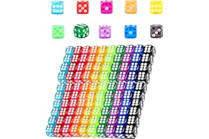 HAXIHA 100 Pièces Dés de Translucides Couleurs Jeu de Dés 14mm 6 Face Dés,Dés de Coin arrondis,10 Couleurs,6 Face Dés Jouer à des Jeux,Dés Jeux de Table ou l'enseignement des mathématiques