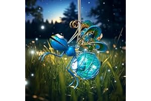 BomKra Bee Solar Lights Outdoor Garden Hanging Metal Bees Lanterns Novelty Bugs Ornament with Bouncy Springs, Solar Fairy Garden Lights for Decorations Balcony