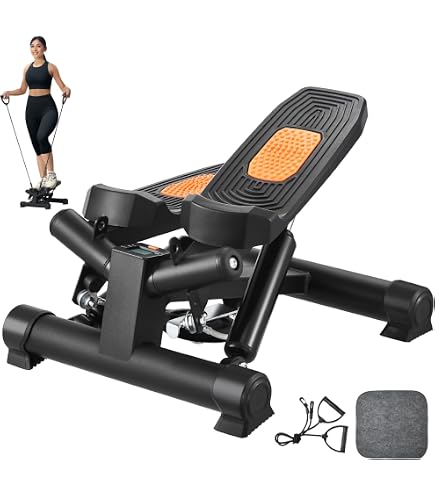 VEVOR Mini Stepper Met Weerstandsbanden - Compacte Trapklimmer Voor Thuis Met LCD Monitor, 405 X 290 X (180-293) Mm
