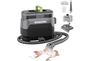 WORKPRO Shampouineuse et Nettoyeur Vapeur 4 en 1 pour Tapis et Tissus d’Ameublement avec Aspirateur Laveur 16 kPa, 4 Modes de Nettoyage, Nettoyeur Canapé Tissu, Matelas, Rideaux, Poils, Voiture