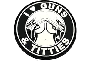 Patch Nation Toppa con scritta "I Love Guns & Titties" che si illumina al buio, in PVC, per airsoft, paintball, colore nero