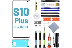 Tpyag für Samsung Galaxy S10 Plus Display,Frontglas Display für Samsung Galaxy S10 Plus 6,4 Zoll,Bildschirm Reparaturset mit wasserfestem Kleber (KEIN LCD & Touch-Digitizer)