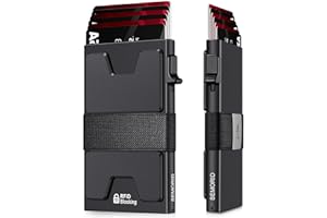 SEMORID Mens Wallet, Slim Wallet for Men, Pop Up Credit Card Holder RFID Blocking, Minimalist Metal Wallet with Cash Band, Aluminum Wallets (Black)