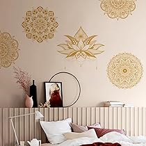 Boho Mandala Wall Decal – Brown Lotus Flower Peel & Stick Decor For Bedroom, Living Room, Headboard