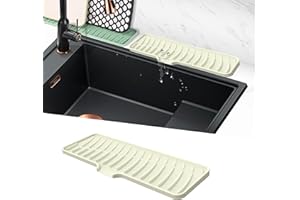 Volminex Alfombrilla para Fregadero Silicona, Alfombrilla de Grifo Estrecha, Antideslizante Protector Fregadero, Alfombrillas Escurreplatos para Proteger Encimera de Cocina y Baño (Blanco, 42 cm)