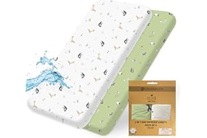LILLY BELLY Lilly B. Next to Me Crib Sheets - Organic Cotton Pack of 2 Waterproof Cot Sheet, Use Instead of Waterproof Mattress Protector Compatible with, Next to Me Crib, All Bedside Cribs.