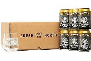 NORTHERN MONK BREW Northern Monk Alcohol Free Beers Gift Set, Holy Faith Non-Alcoholic Pale Ale, Tumbler Beer Glass Included, Vegan, 0.5% abv, 6 x 330ml Cans