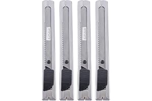 Worison Stainless Steel 18mm Cutter for Cutting Papers, Wallpapers, Cardboard, Vinyl, Tapes etc set of 4pc