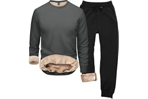 Träningsoverall för män fleecefodrad pullover sweatshirt och joggingbyxor 2 delar