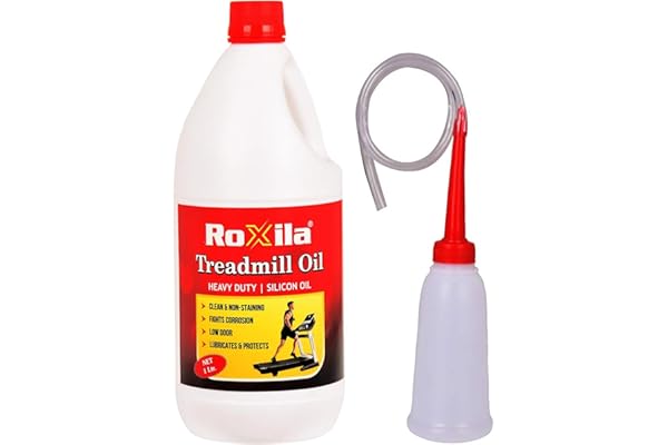 Roxila Pure Silicone Treadmill Lubricant Oil 1 Litre High Viscosity Belt Lubricant with Easy Dispenser Reduces Noise & Friction Extends Motor & Belt Life Compatible with All Treadmills