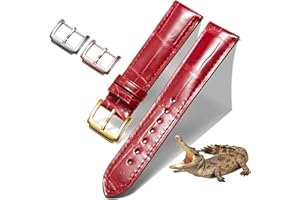 BINLUN Cinturino in Coccodrillo Pelle 12-24mm, Cinturini Orologio in Alligatore per Uomo Donne Cinturino Cuoio