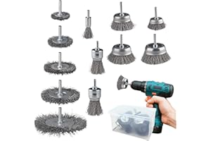STARWARD 12 Stück Drahtbürste Bohrmaschine, 6MM Stahlbürste, Polieraufsatz Akkuschrauber, Schleifaufsatz Akkuschrauber mit Aufbewahrungsbox, für Rostentferner Metall, Bohrmaschine Polier Schleifen, Entgraten